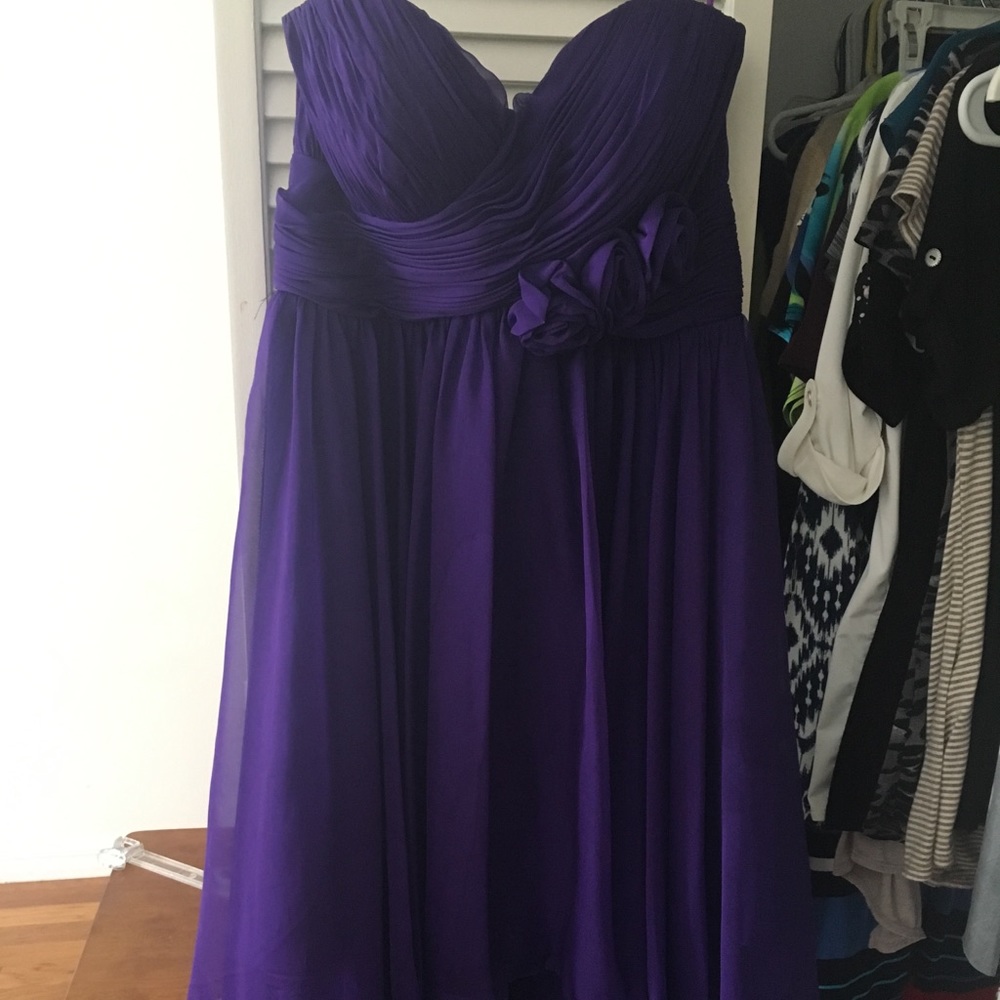 Strapless purple bridesmaid dress